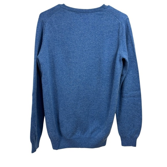 Woolovers Size Small Sweater blue Knit Merino Wool Cashmere V Neck Pullover - Picture 2 of 6